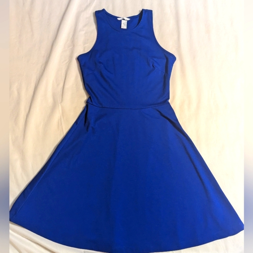 Blue Skater Dress, full skirt